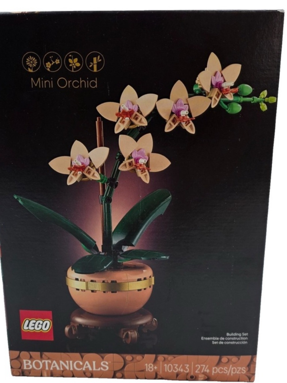 LEGO Mini Orchid Display in Beige, Pink and Green